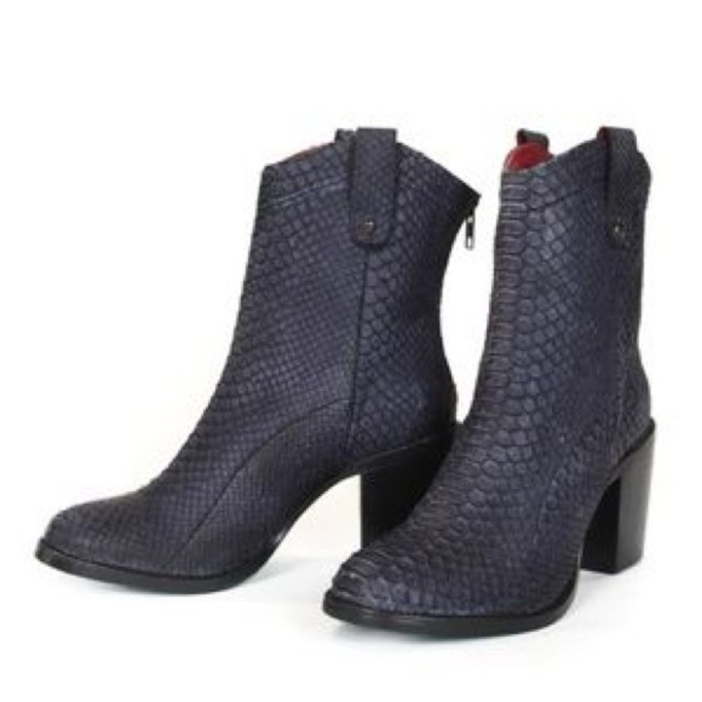 Pete Women's Navy Sueded Python Boot
